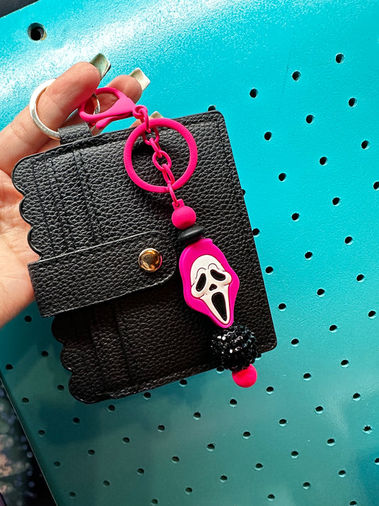 Pink ghost face wallet