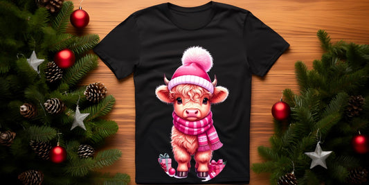 Winter pink cow