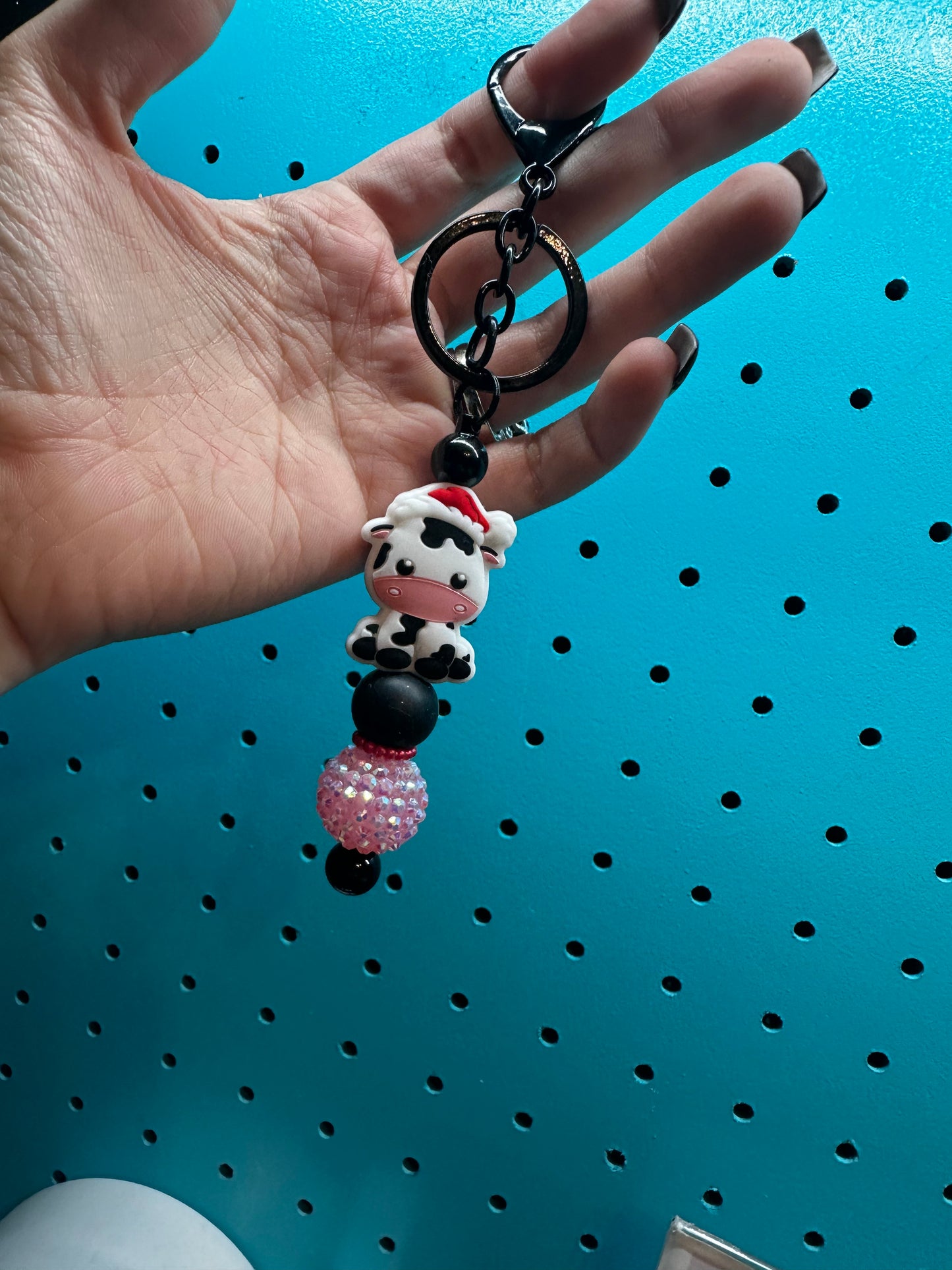 Xmas cow keychain