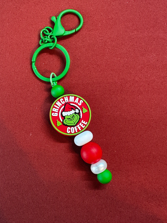 Grinch coffee keychain