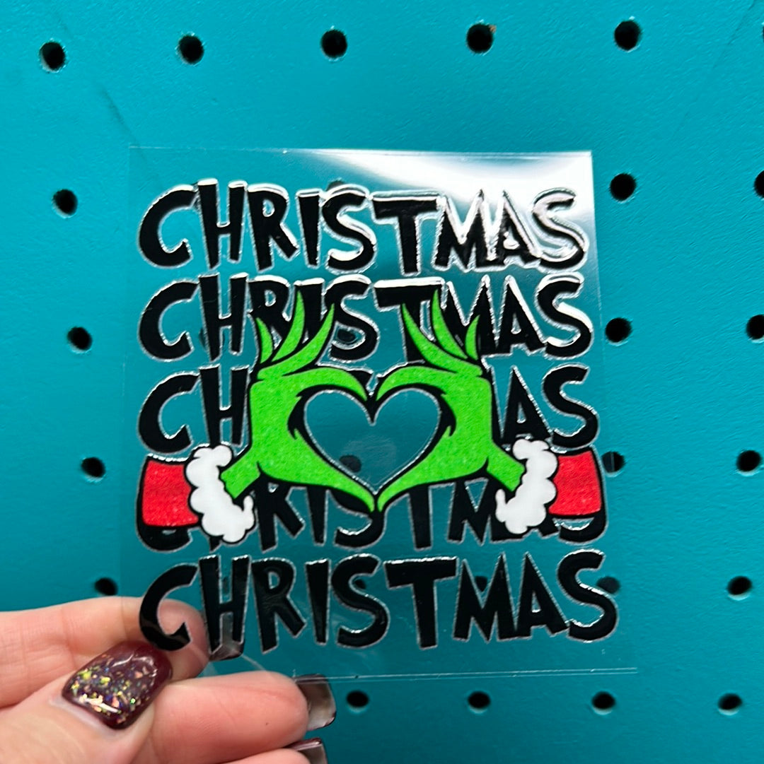 Christmas grinch heart hands decal