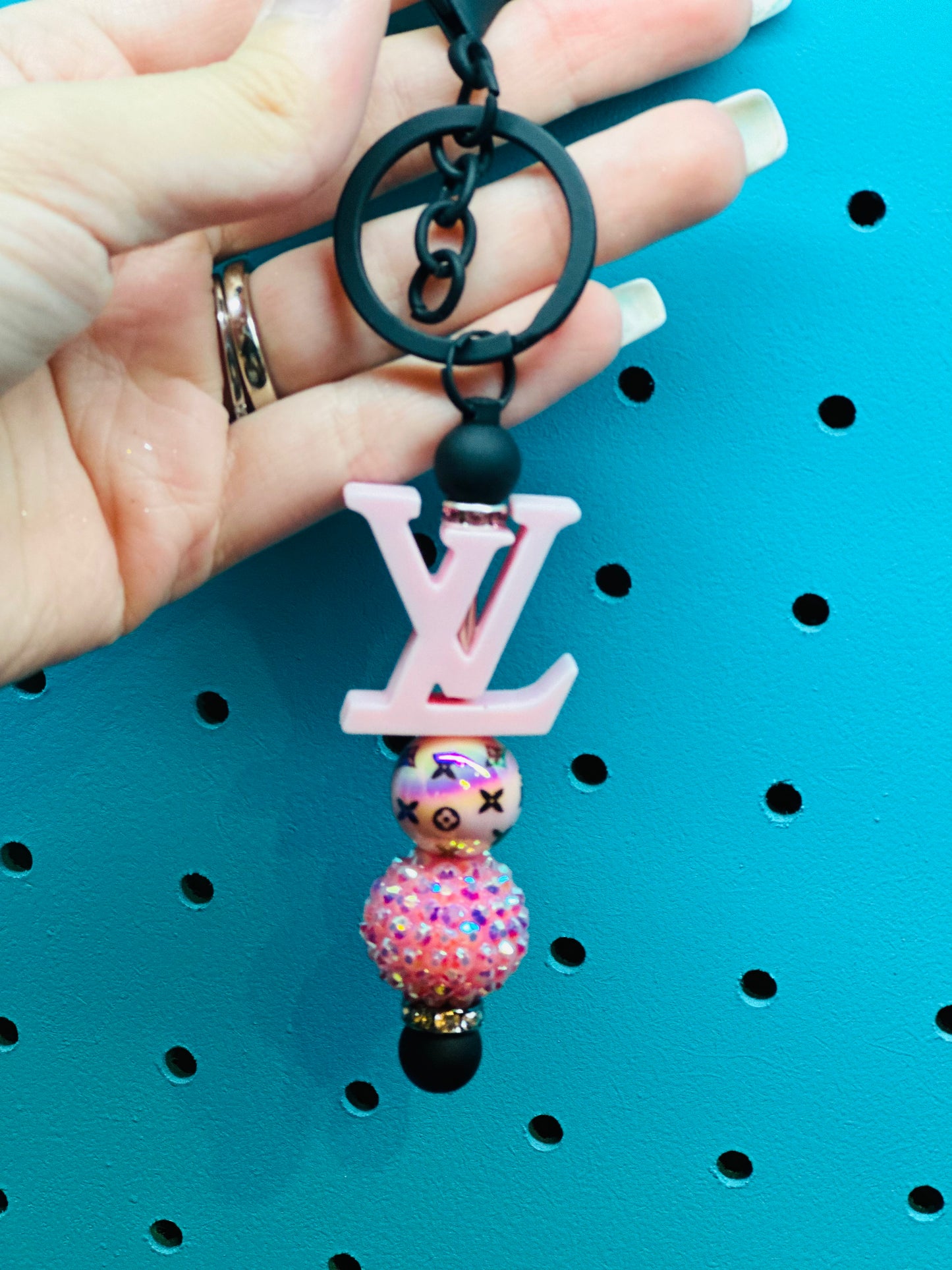 Pink LV keychain