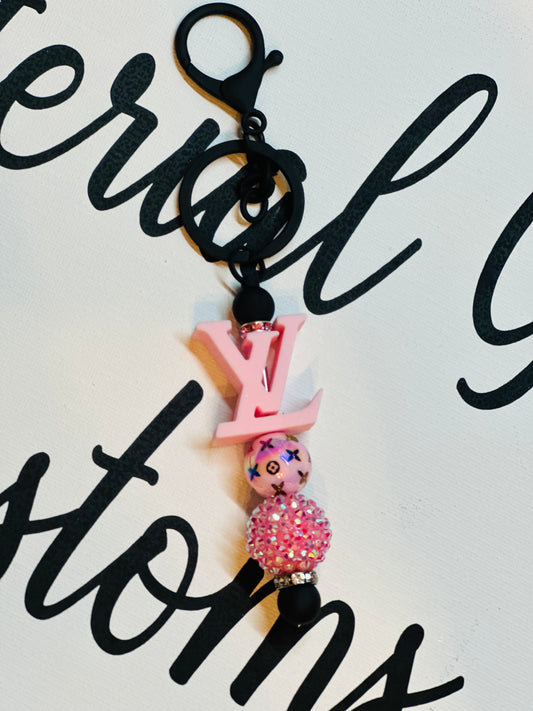 Pink LV keychain