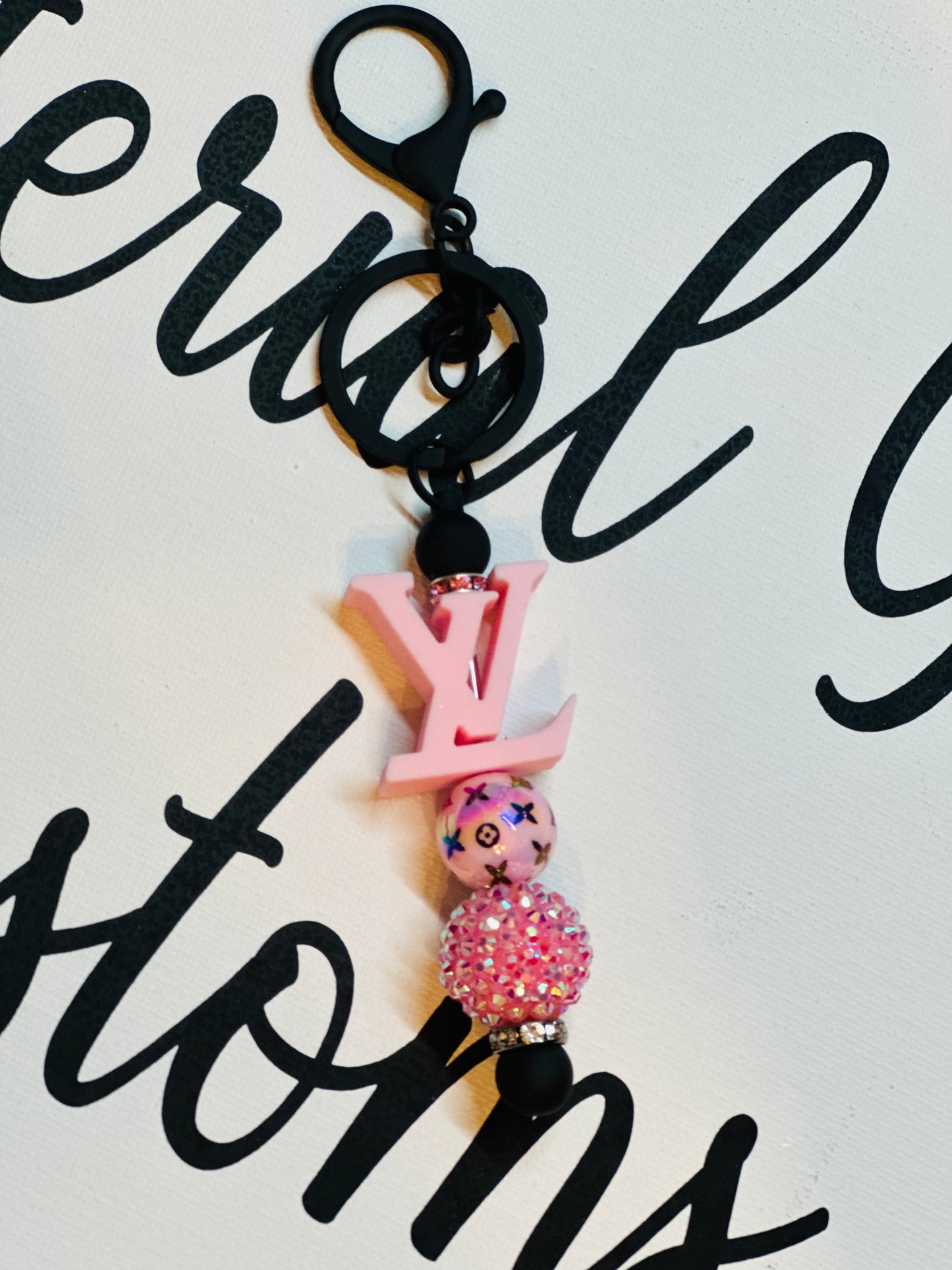 Pink LV keychain