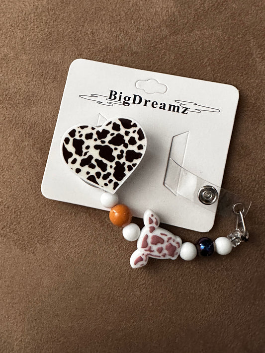 Cow Print badge reel